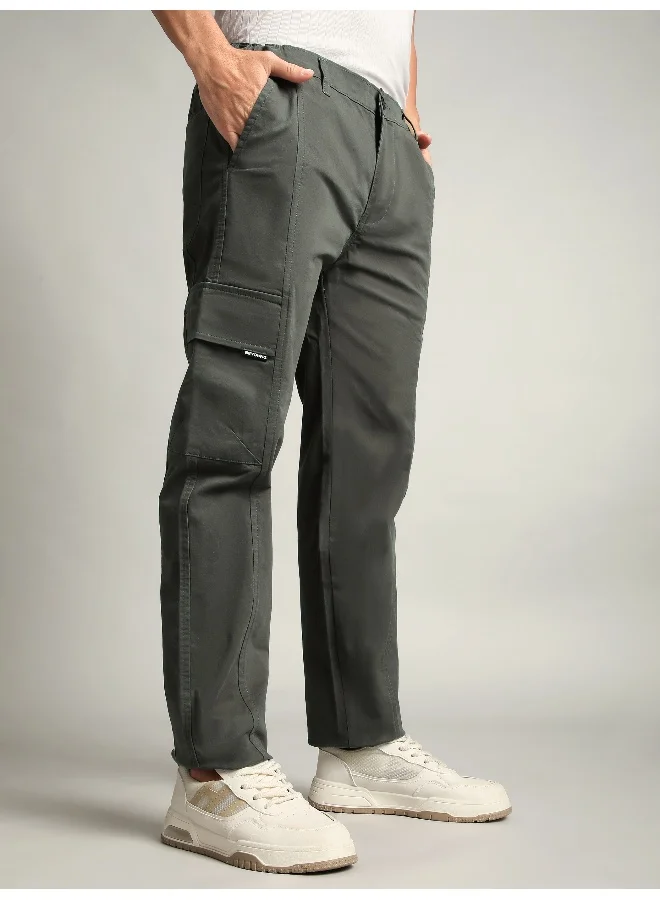 بيونغ Dark Grey Elasticated Cut and Sew Cargo Pants