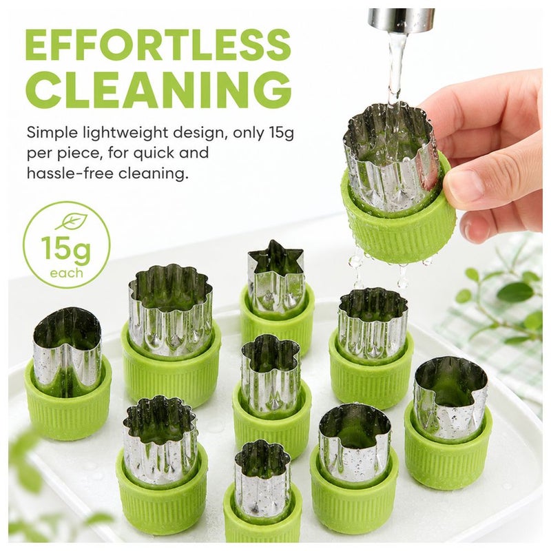 Bonbon - Stainless Steel Fruit And Vegetable Cutter - Green - 9 Pc Set - Image 5