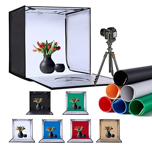 ZKEEZM Light Box Photography 20"x20" with 80LED Lights and 6 Color Backdrops Photo Box with Lights, Foldable Light Box with Adjustable Brightness, 6000-6500K Dimmable Portable Picture Box Shooting - Image 1