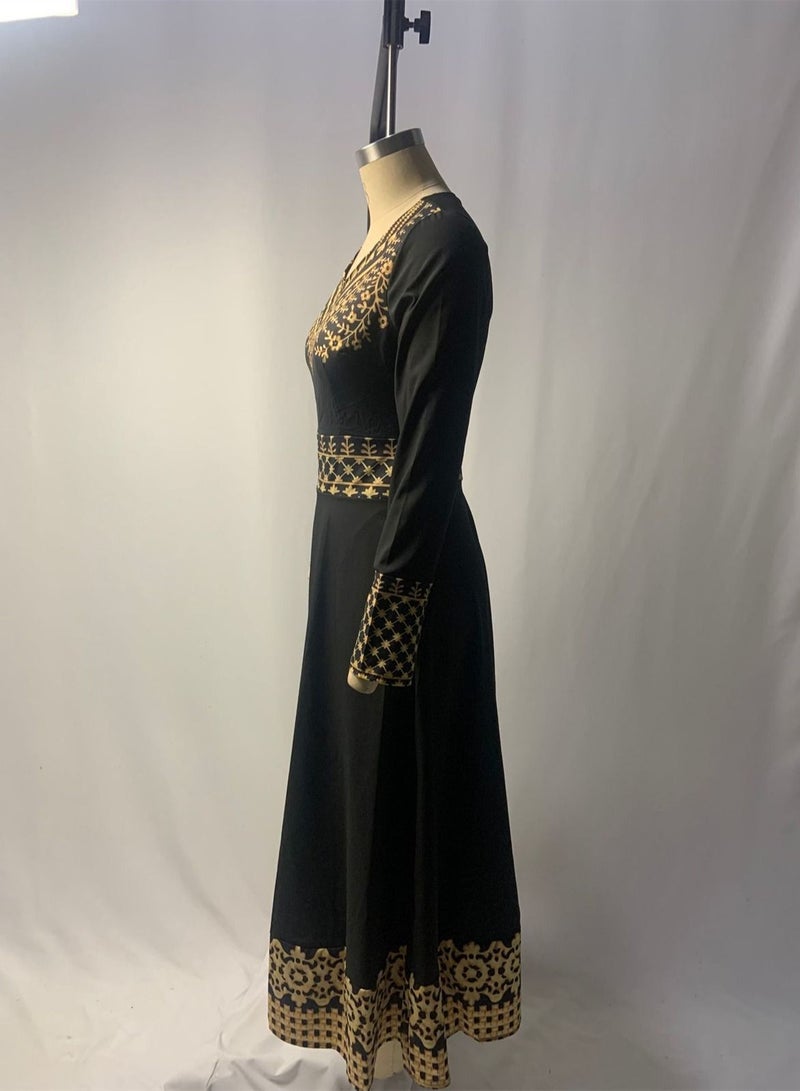 Loquat Fashionable Dress With High Waist And Long Sleeve Black - Image 2