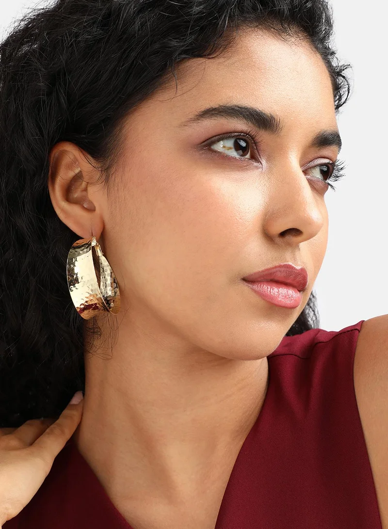 SOHI Minimal Dented Artificial Hoop Earring Jewellery