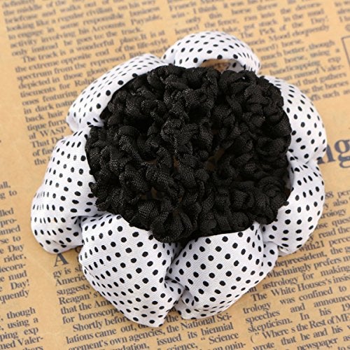 yueton Pack of 4 Girl Women Bun Cover Snood Ballet Dance Polka Dot Hair Net hair Accessories - Image 3