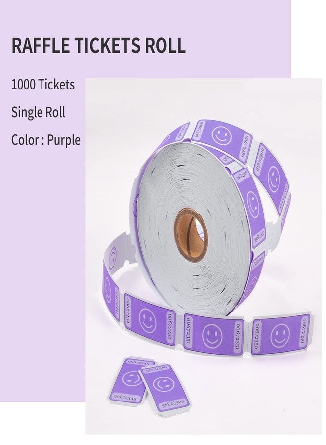 L LIKED Smile Raffle Tickets Roll Each Tickets 1''x2'', for Events, Entry, Class Reward, Fundraiser & Prizes,1000 Tickets/Single Roll -Purple - Image 3