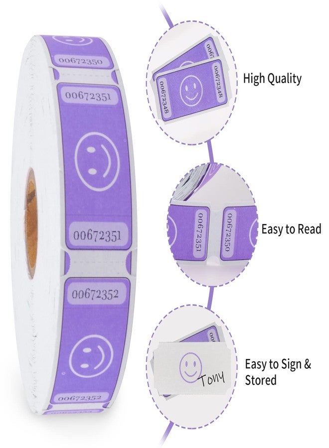 L LIKED Smile Raffle Tickets Roll Each Tickets 1''x2'', for Events, Entry, Class Reward, Fundraiser & Prizes,1000 Tickets/Single Roll -Purple - Image 2