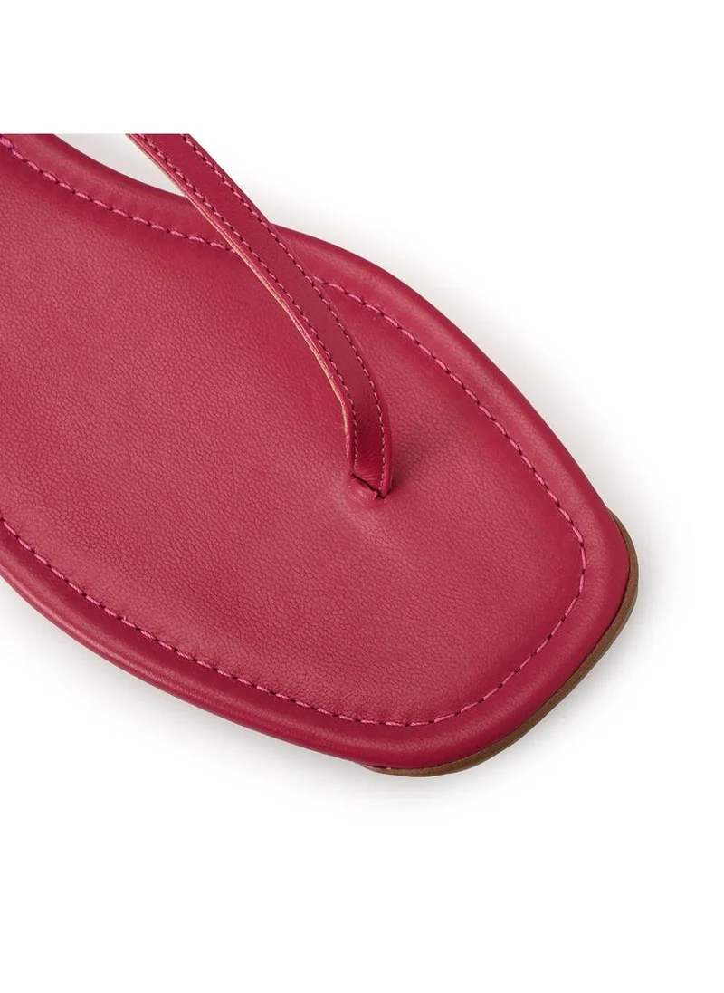 Carmen Steffens  Fuchsia Pink Flat Sandal Leather with Metal Details for Women | Best Price UAE