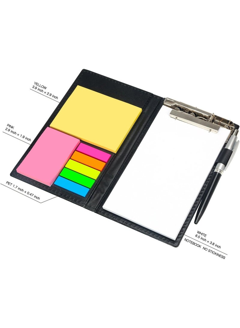 Sticky Notes Notebooks Colored Page Markers Bundle Set, Rectangular Notes and Index Tabs Flags Organizer, W/Fashion Ballpoint Pen, Leather Look Design Holder,Office and Teacher Gift - Image 2