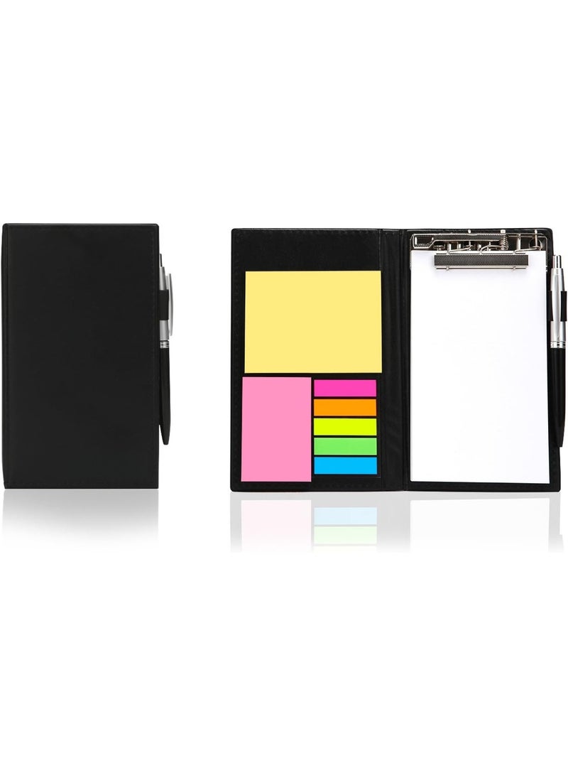 Sticky Notes Notebooks Colored Page Markers Bundle Set, Rectangular Notes and Index Tabs Flags Organizer, W/Fashion Ballpoint Pen, Leather Look Design Holder,Office and Teacher Gift - Image 1