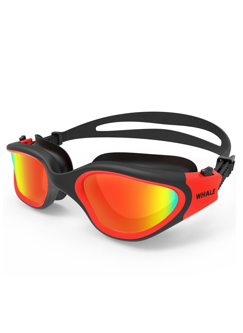 Whale Professional Adult Anti-fog UV protection Lens Men Women Swimming Goggles Waterproof Adjustable Silicone swim (Red) - Image 1