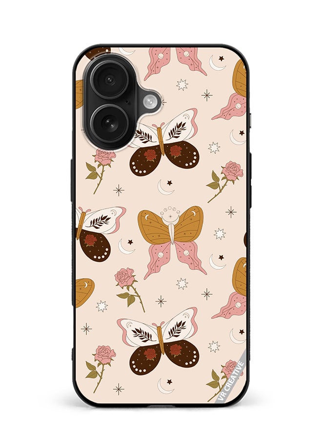 VR CREATIVE Protective Case Cover For Apple iPhone 16 Boho Magical Flowers And Butterfly Design Multicolour