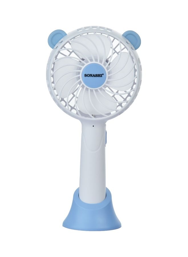 SONASHI 4 Inch Rechargeable Mini Fan With 2 Speeds | Handheld And Portable Design | Continuous Working Of 1.5 Hours(High), 3 Hours(Low) | 5V Usb Charge SRF-004 Blue/White - Image 1