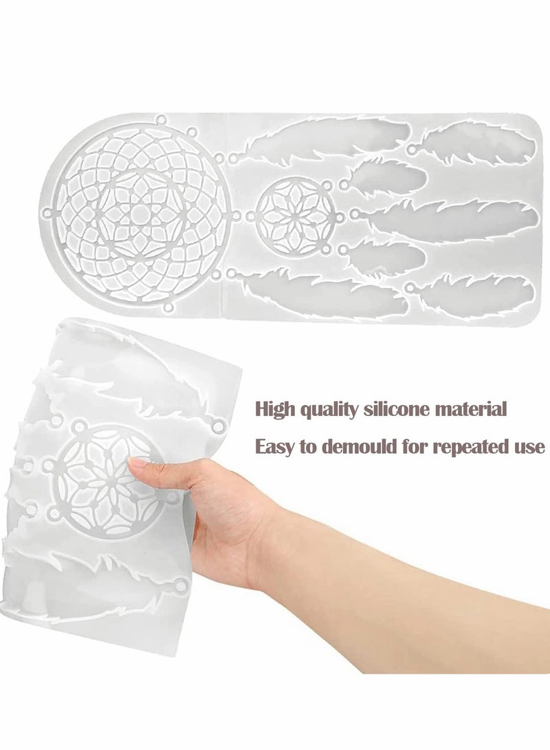 كاست ويف قوالب سيليكون لصائد الأحلام، قالب اصنعها بنفسك لقالب الراتنج، قالب صب ريشة من راتنج الإيبوكسي، قالب إيبوكسي للتعليق على الحائط، ديكور غرفة نوم الأطفال، حرف فنية، ديكور المنزل - Image 4