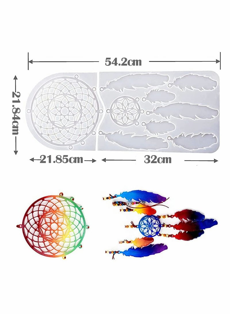 كاست ويف قوالب سيليكون لصائد الأحلام، قالب اصنعها بنفسك لقالب الراتنج، قالب صب ريشة من راتنج الإيبوكسي، قالب إيبوكسي للتعليق على الحائط، ديكور غرفة نوم الأطفال، حرف فنية، ديكور المنزل - Image 2