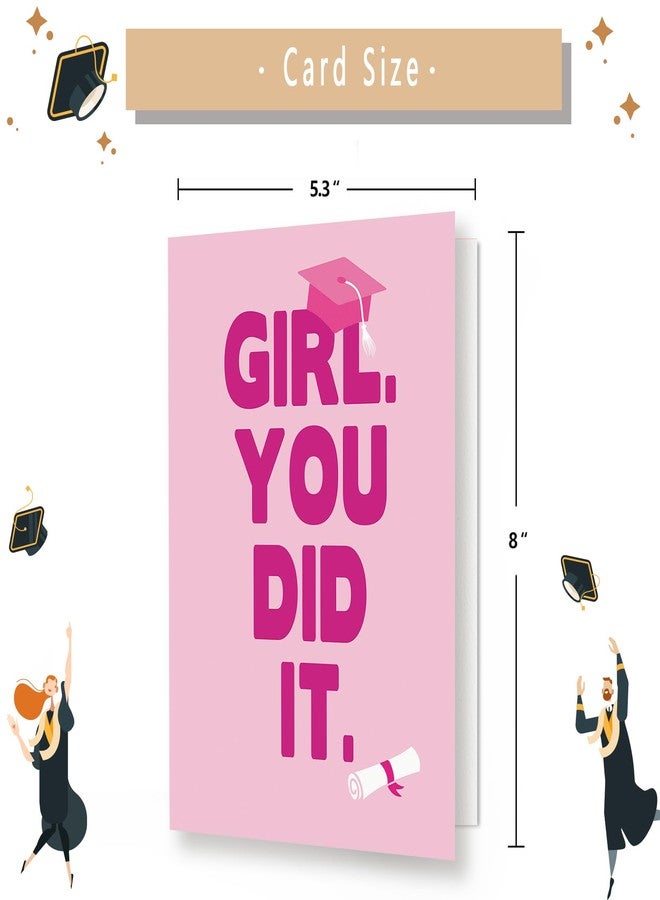 Asmallgf Funny Graduation Gift for Her, Inspirational Card for Women, Gifts for Daughter Friends, Girl, You Did It - Image 2