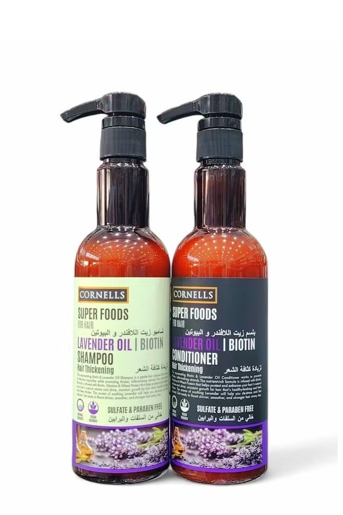 CORNELLS Shampoo 500 ml and Conditioner 500 ml Lavender Oil and Biotin to Increase Hair Density Free of Sulfates and Parabens