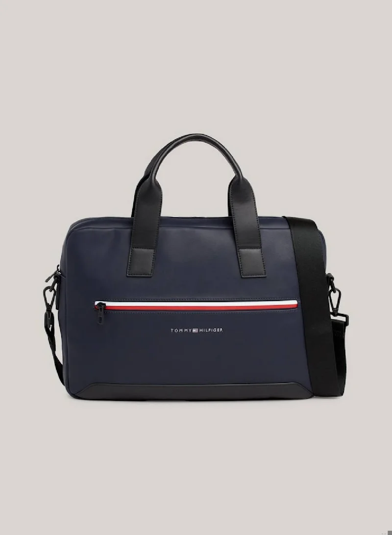 TOMMY HILFIGER Men's Essential Corporate Laptop Bag - faux leather, Blue