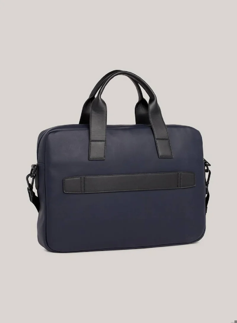 TOMMY HILFIGER Men's Essential Corporate Laptop Bag - faux leather, Blue