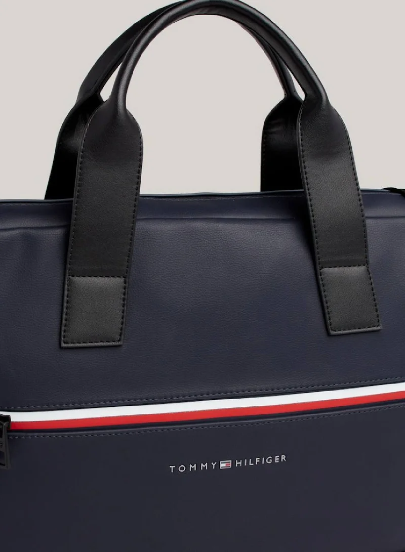 TOMMY HILFIGER Men's Essential Corporate Laptop Bag - faux leather, Blue