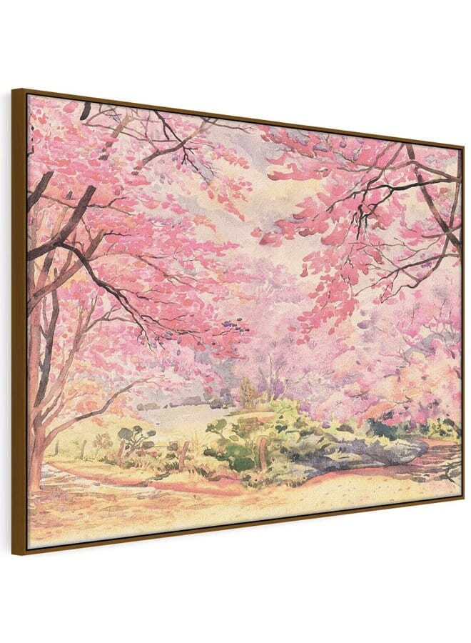 Home Gallery Abstract Framed Portrait Of Landscape Pink Flower Of Wild Cherry Tree Framed Wall Art - Image 5