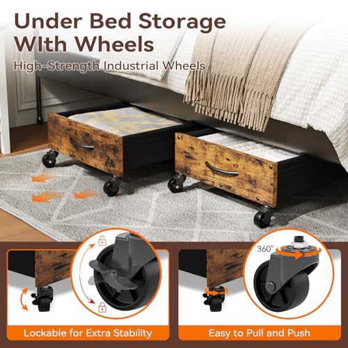 FOUCSSOMEI Under Bed Storage with Wheels, Under Bed Storage Drawers on Wheels, Metal Frame Under Bed Shoe Storage, Space-Saving for Bedroom Closet Organization - Image 3