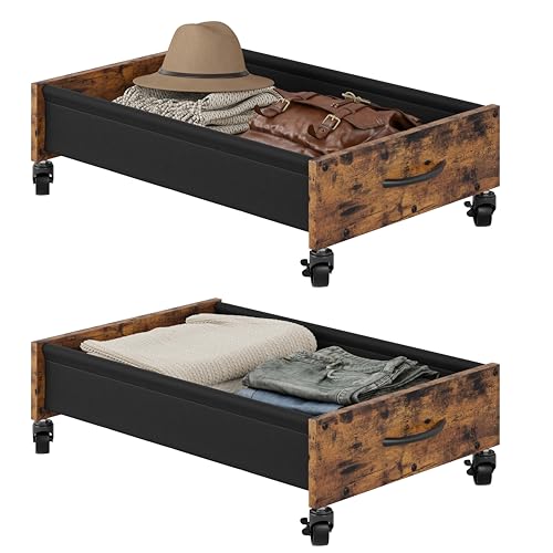 FOUCSSOMEI Under Bed Storage with Wheels, Under Bed Storage Drawers on Wheels, Metal Frame Under Bed Shoe Storage, Space-Saving for Bedroom Closet Organization - Image 1