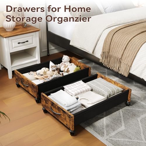 FOUCSSOMEI Under Bed Storage with Wheels, Under Bed Storage Drawers on Wheels, Metal Frame Under Bed Shoe Storage, Space-Saving for Bedroom Closet Organization - Image 2