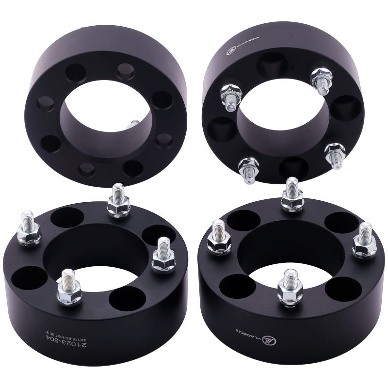 VLAOSCHI Black Forged ATV UTV 4x110 Wheel Spacers 2 Inch with 10x125 Studs Compatible with Honda SuzukiYamahaKawasaki 4 Lug for Foreman Rincon Rancher Kodiak Grizzly King Quad Pack of 4