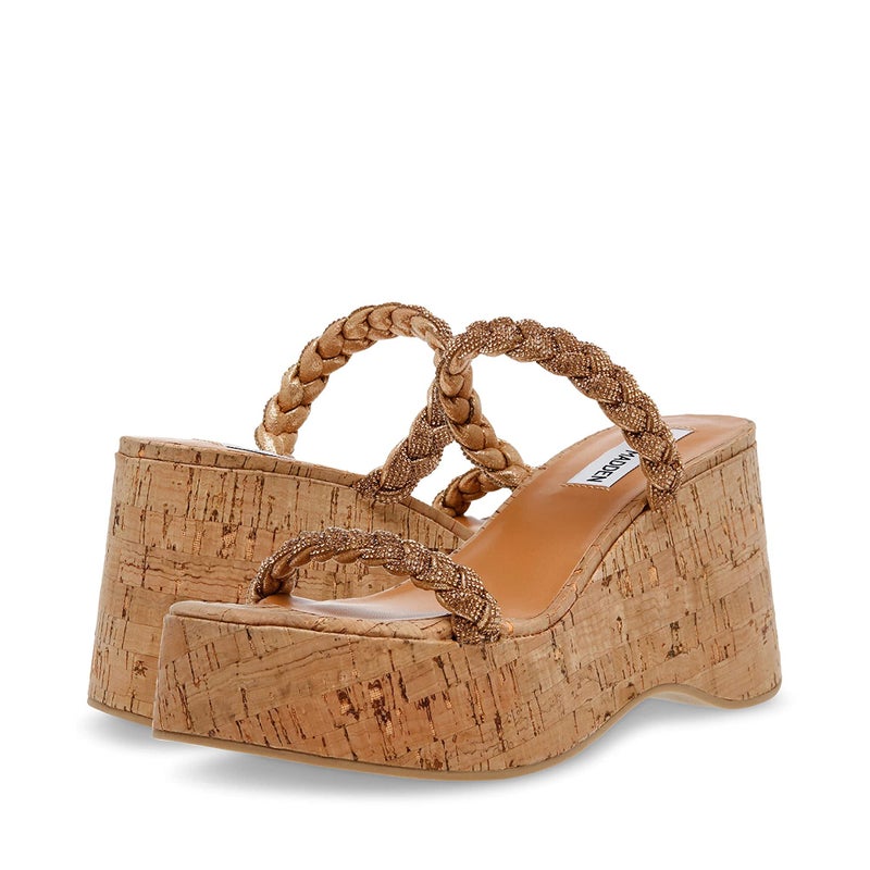 Steve Madden Womens Danya Wedge Sandal Bronze 9
