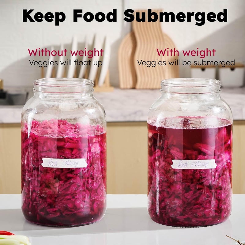 JILLMO Fermentation Weight, Glass Fermenting Weight for 1 Gallon Jar, Pack of 4 - Image 3
