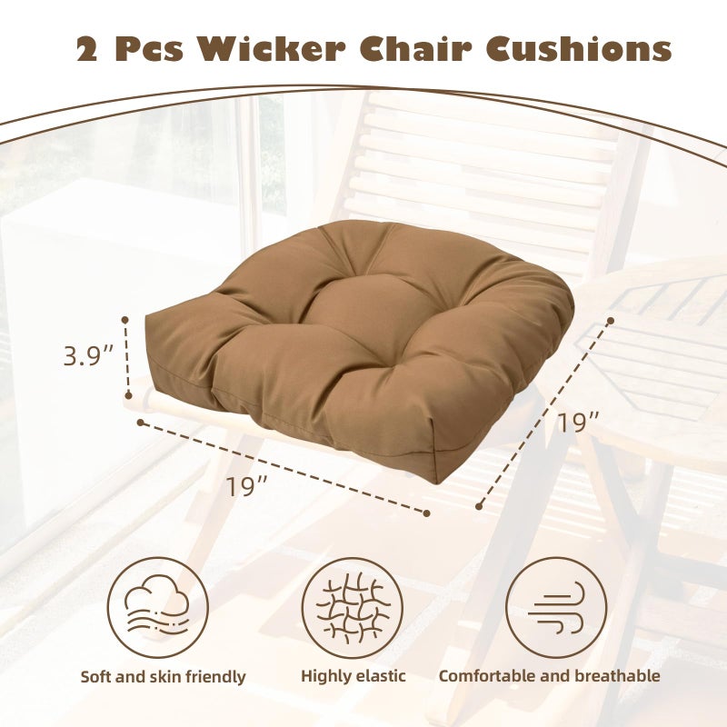 Wadser Outdoor Chair Cushions 2 Pack, Water Repellent Seat Cushion, Floral Wicker Chair Cushions for Patio Furniture, Garden Rocking Chairs, Dining Chair, 19"x19"x3.9" - Image 4