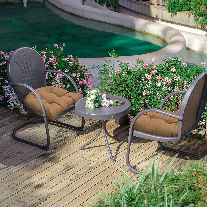 Wadser Outdoor Chair Cushions 2 Pack, Water Repellent Seat Cushion, Floral Wicker Chair Cushions for Patio Furniture, Garden Rocking Chairs, Dining Chair, 19"x19"x3.9" - Image 5