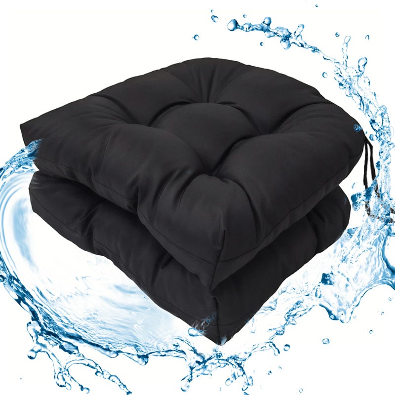 Wadser Outdoor Chair Cushions 2 Pack, Water Repellent Seat Cushion, Floral Wicker Chair Cushions for Patio Furniture, Garden Rocking Chairs, Dining Chair, 19"x19"x3.9" - Image 1