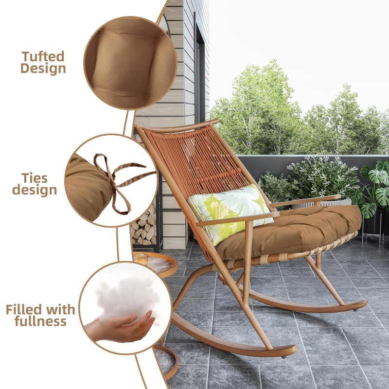 Wadser Outdoor Chair Cushions 2 Pack, Water Repellent Seat Cushion, Floral Wicker Chair Cushions for Patio Furniture, Garden Rocking Chairs, Dining Chair, 19"x19"x3.9" - Image 2