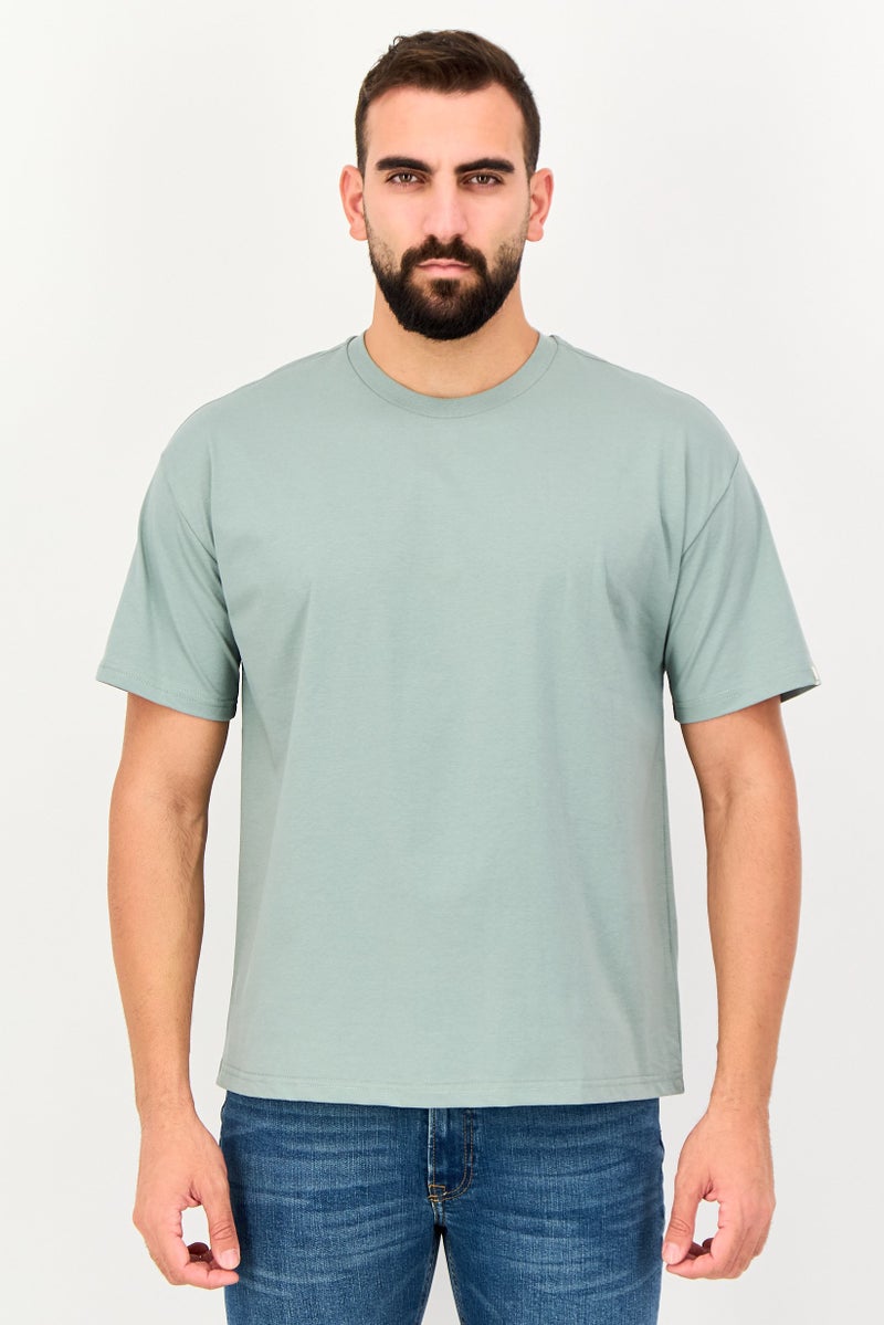Fudo Men Crew Neck Short Sleeve Solid T-Shirt, Sage Green - Image 1