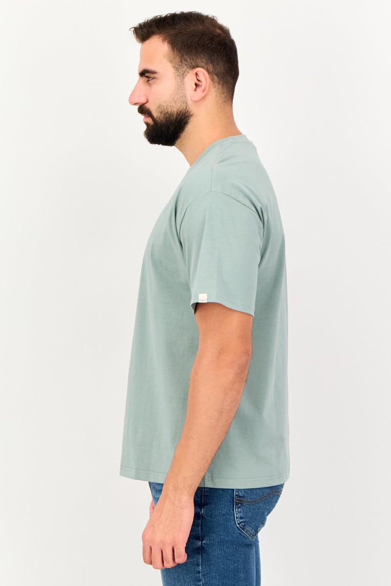 Fudo Men Crew Neck Short Sleeve Solid T-Shirt, Sage Green - Image 4