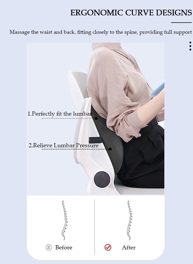 Arabest Adjustable Lumbar Support Pillow Improve Lower Back PainRelief and Sitting Posture Adjustable Slider Ergonomic Memory Foam Back Cushion for Long Sitting for Office Chair Car Plane - Image 3