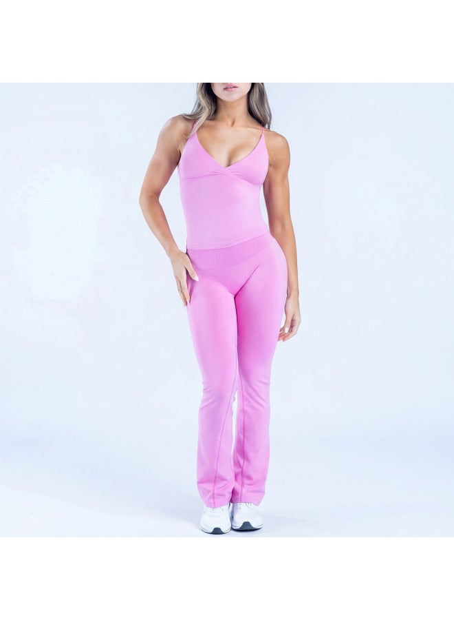 Dfyn European And American Thin Strap Hollow-out Backless Seamless Yoga Wear Fitness Running Sports Outfit Set