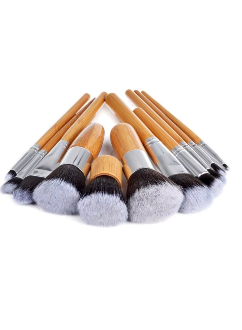 Blume Beauty Eco-friendly Professional 11pcs Vegan Makeup Brushes Set Bamboo Handle. Good quality in cotton hemp bag. - Image 2