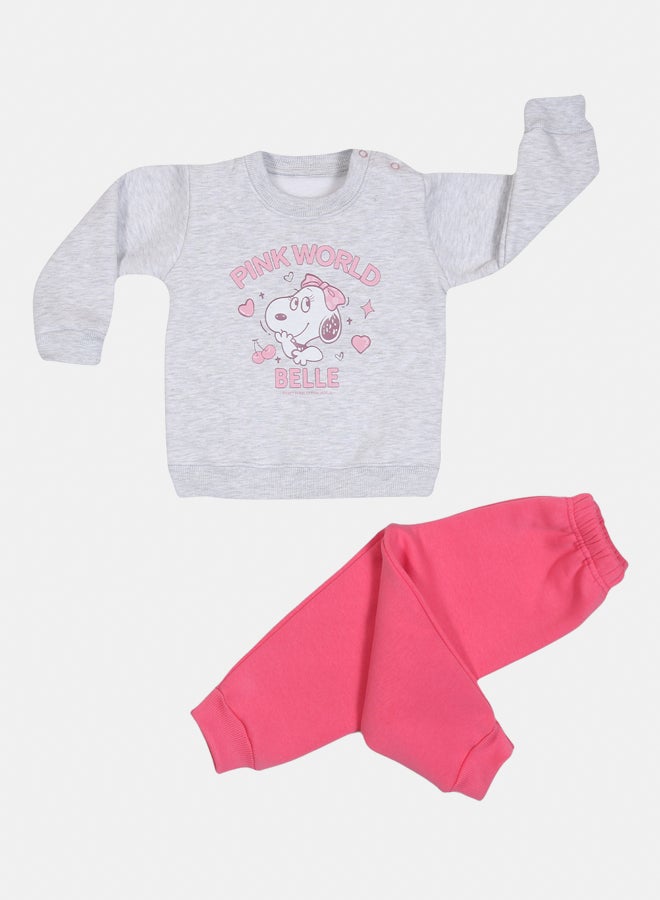 جوكي بيجاما شتوي أطفال بنات مبطن فليس Snoopi بطبعة