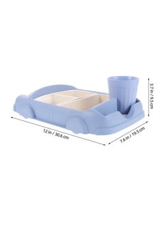 Toyvian Toyvian Toddler Plate Divided Meal Tray, Car Shaped Plate Sections Dinner Dish with Cup Holder for Babies Kids Eating Food Grade Bamboo Fiber Platter for Child Blue  - Image 3