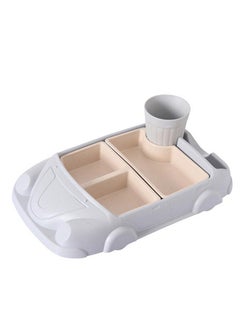 Toyvian Toyvian Toddler Plate Divided Meal Tray, Car Shaped Plate Sections Dinner Dish with Cup Holder for Babies Kids Eating Food Grade Bamboo Fiber Platter for Child Blue  - Image 1