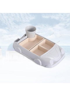 Toyvian Toyvian Toddler Plate Divided Meal Tray, Car Shaped Plate Sections Dinner Dish with Cup Holder for Babies Kids Eating Food Grade Bamboo Fiber Platter for Child Blue  - Image 5