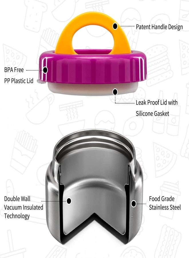MAISON HUIS 8oz Soup Thermo Wide Mouth Vacuum Insulated Thermo Jar, Leak Proof Stainless Steel Food Container for Hot&Cold Food Kids Lunch Soup for School Travel (Purple) - Image 2