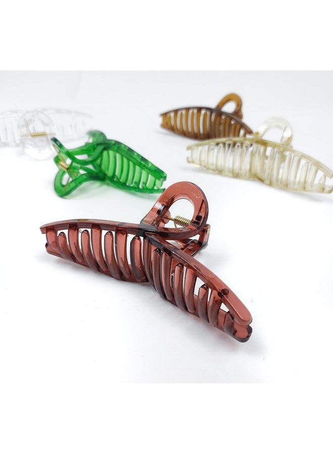 ANNACREATIONS Korean Style Large Plastic Transparent Multicolor Butterfly Hair Claw Clips Long Jaw Clutches Hair Accessories For Women And Girls (6 Pcs) (3) - Image 2
