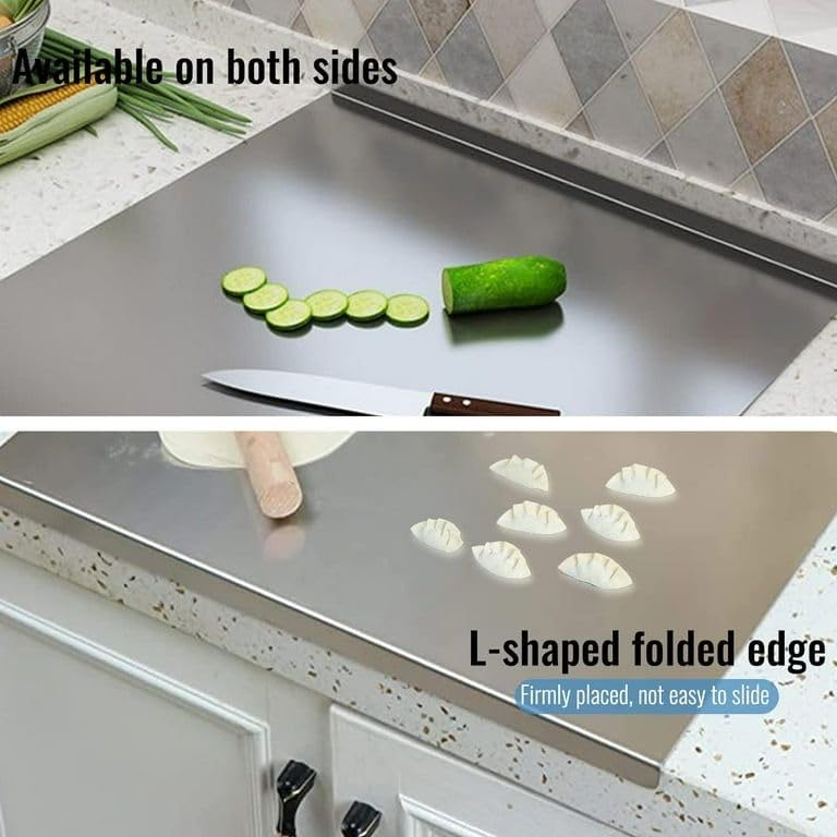 Ameedarshan Large Cutting Board 304 Stainless Steel Cutting Board Metal Baking Mat Non Stick Thick Board Cutting Fruit Vegetable Meat Kneading Rolling Bread Pizza Biscuits Dough Kitchen Pack of 1 - Image 3
