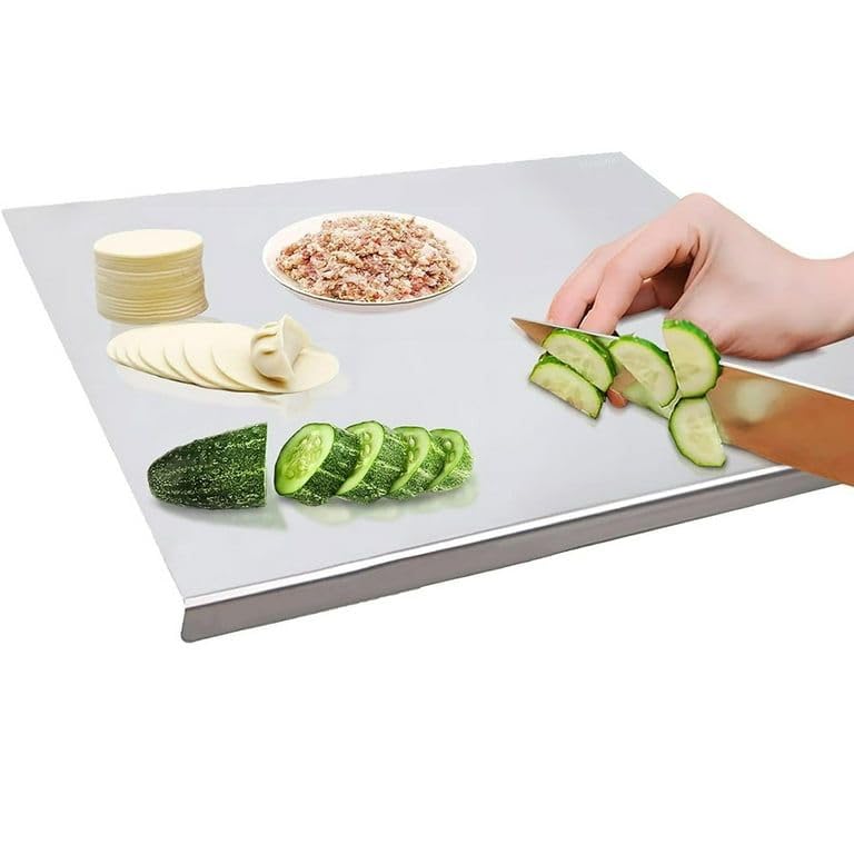 Ameedarshan Large Cutting Board 304 Stainless Steel Cutting Board Metal Baking Mat Non Stick Thick Board Cutting Fruit Vegetable Meat Kneading Rolling Bread Pizza Biscuits Dough Kitchen Pack of 1 - Image 1