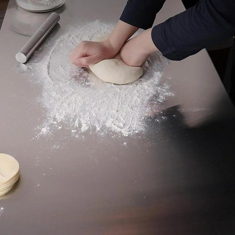Ameedarshan Large Cutting Board 304 Stainless Steel Cutting Board Metal Baking Mat Non Stick Thick Board Cutting Fruit Vegetable Meat Kneading Rolling Bread Pizza Biscuits Dough Kitchen Pack of 1 - Image 4