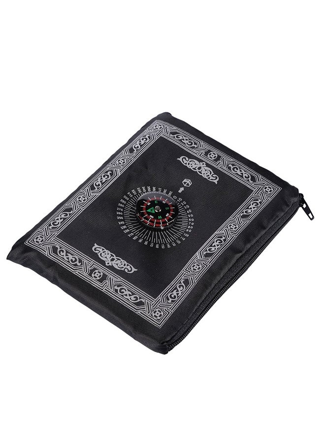 Portable Waterproof Muslim Travel Pocket Prayer Mat With Compass Black/White 100x60cm - Image 1