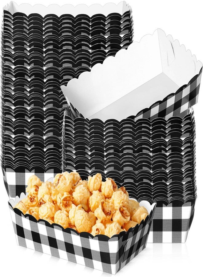 Funnymoom 100 Pcs Gingham Paper Food Trays Black and White Checkered Serving Trays Checkered Party Supplies Disposable Race Car Food Boats for Carnival Picnic Birthday Party Nacho Hot Dog Popcorn - Image 1