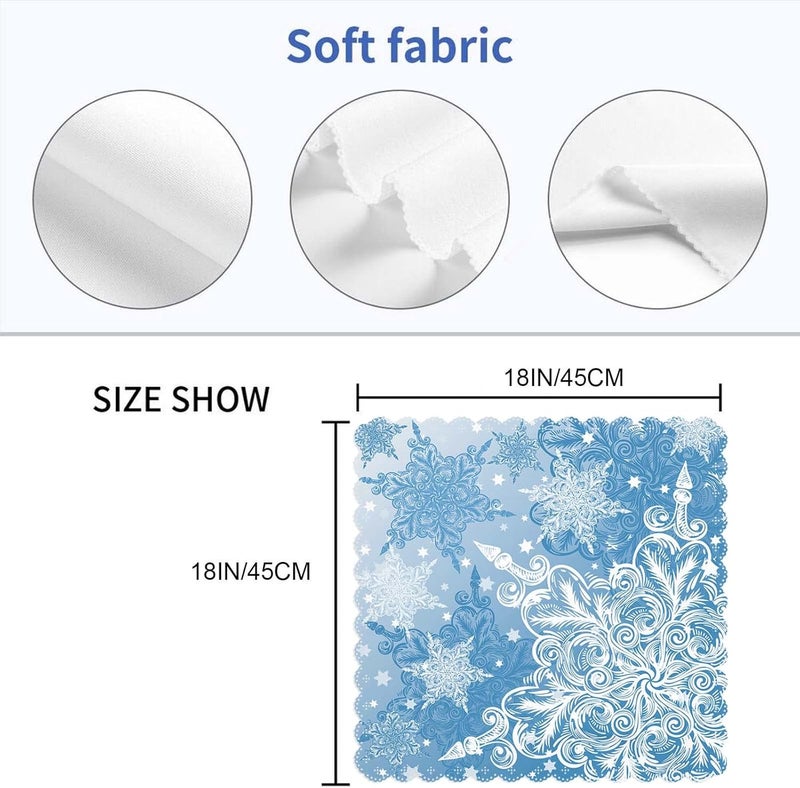Yibeas Snowflake Christmas Cloth Napkins Set of 4 Soft Blue and White Snowflakes in Various Styles Polyester Dinner Square Napkin for Family Restaurant Weddings Parties 18 x 18 inch - Image 2