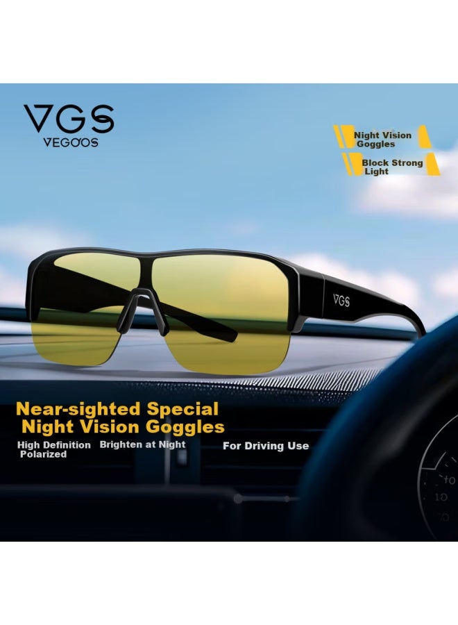 Vegoos Day And Night Polarized Myopia Sungl Clip-on Anti-glare Night Vision Gl For Driving And Cycling - Image 1